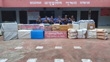 ৪৮ বিজিবির অভিযানে বিপুল পরিমাণ ভারতীয় চোরাচালানী মালামাল আটক