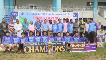 সুরমা গ্ল্যাডিয়েটর্স ও যমুনা ওয়ারিয়র্স ডিএসএ কাপ টি-টোয়েন্টির যুগ্ম চ্যাম্পিয়ন